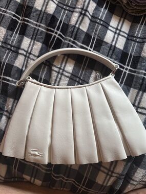 Lacoste Pleated Shoulder Bag in Cream